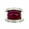Bague or blanc 18K, diamants et rubis 11ct certifié
