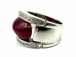 Bague or blanc 18K, diamants et rubis 11ct certifié