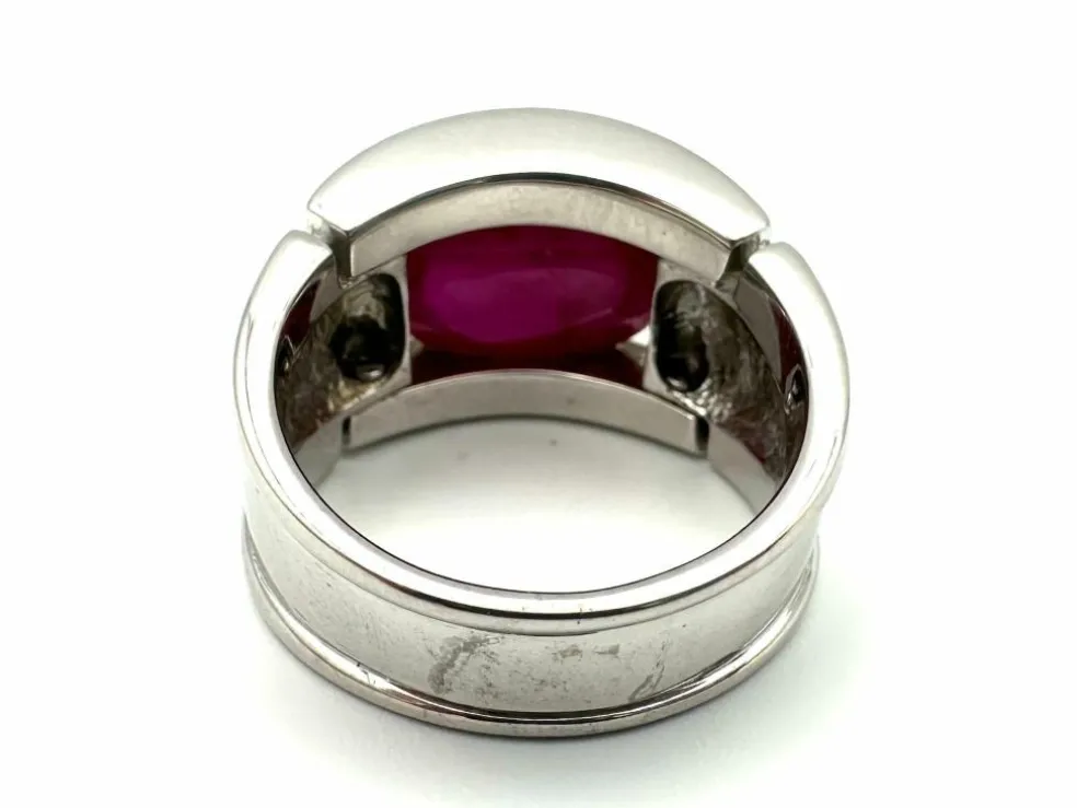 Bague or blanc 18K, diamants et rubis 11ct certifié
