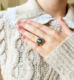 Bague or blanc 18k et Diamants anciens