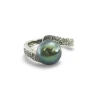 Bague or blanc 18k Perle de Tahiti et diamants