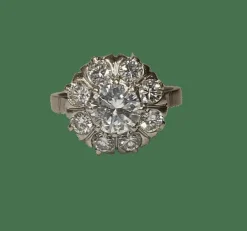 Bague or blanc 18K platine diamants