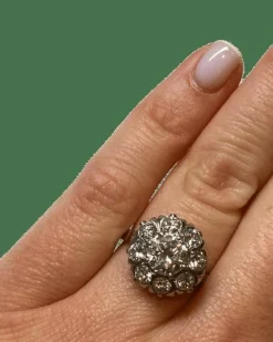 Bague or blanc 18K platine diamants