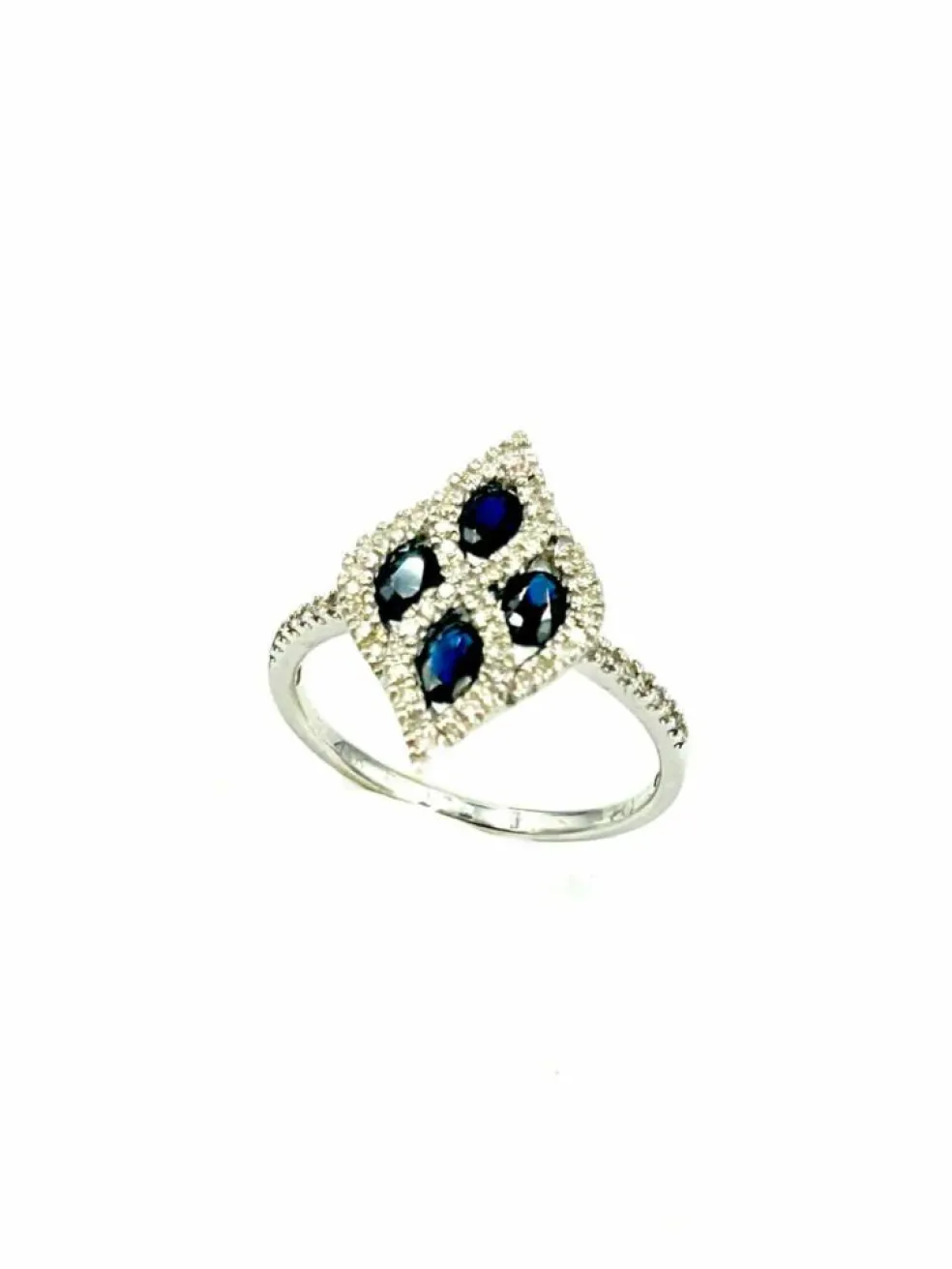 Bague Or Blanc 14K Saphir et Diamants