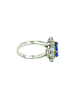 Bague Or Blanc 14K Tanzanite et Diamants