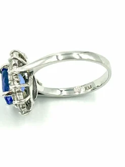 Bague Or Blanc 14K Tanzanite et Diamants