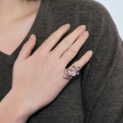 Bague or blanc Marquise Rose