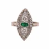 Bague or blanc, émeraude et diamants