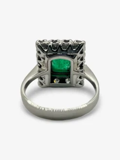 Bague or blanc émeraude et diamants