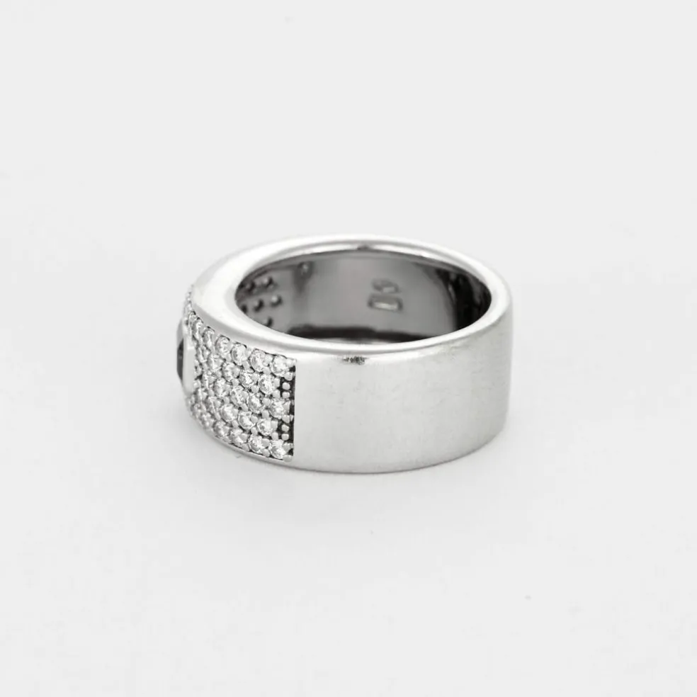 Bague or blanc, émeraude et diamants