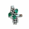 Bague or blanc, émeraudes, diamants