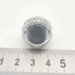 Bague or blanc, onyx & diamants