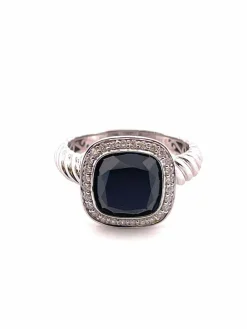 Bague or blanc onyx diamants