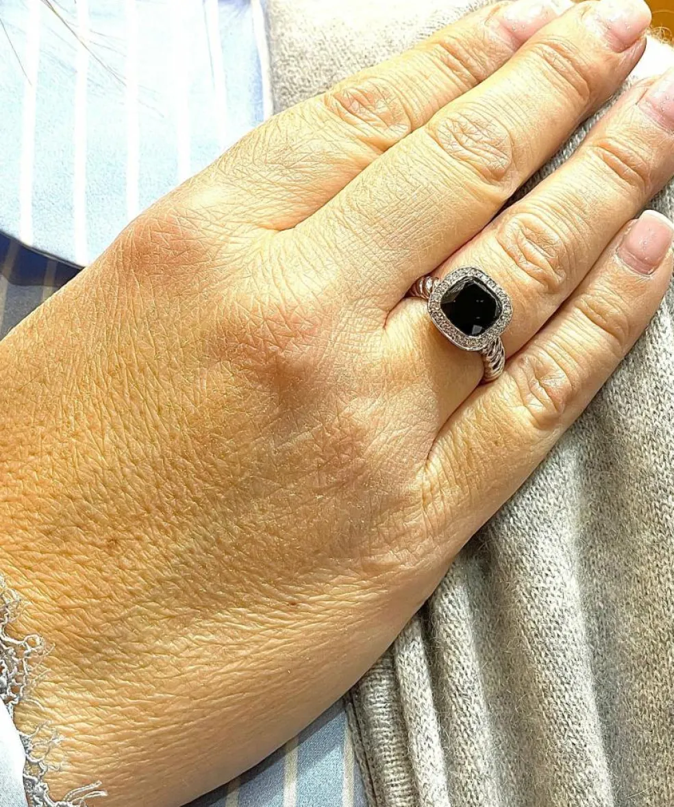 Bague or blanc onyx diamants
