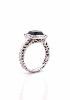 Bague or blanc onyx diamants