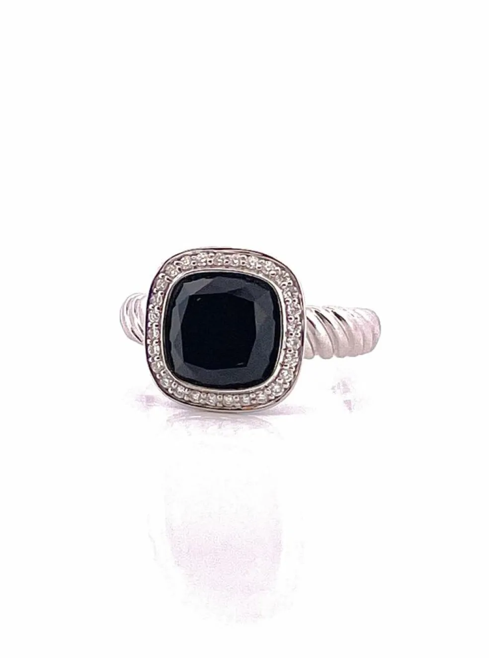 Bague or blanc onyx diamants