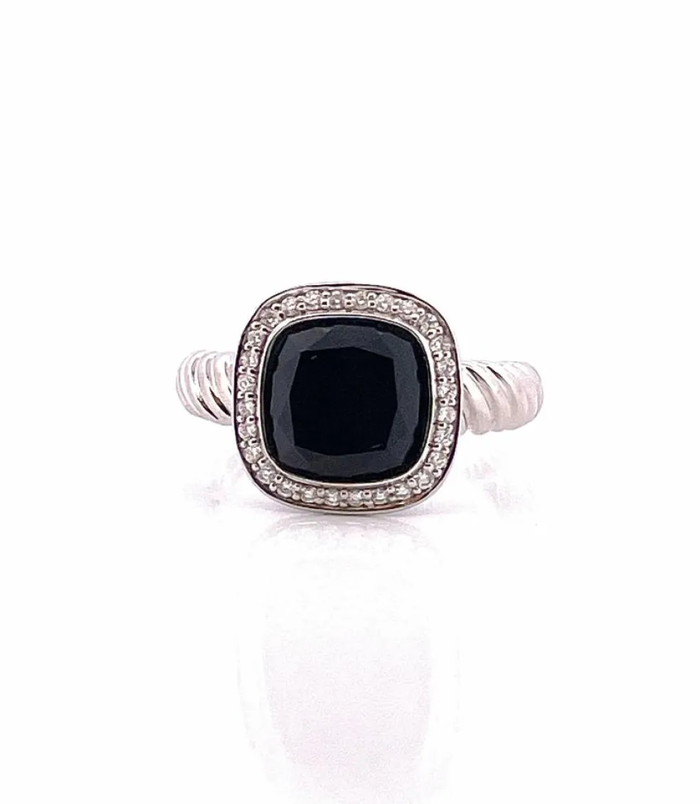 Bague or blanc onyx diamants