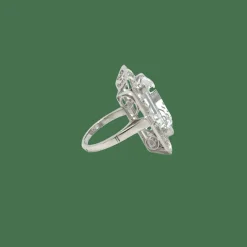 Bague or blanc oxyde de zirconium et diamants