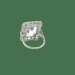 Bague or blanc oxyde de zirconium et diamants