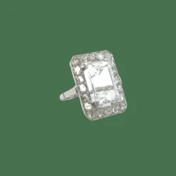 Bague or blanc oxyde de zirconium et diamants
