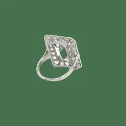 Bague or blanc oxyde de zirconium et diamants
