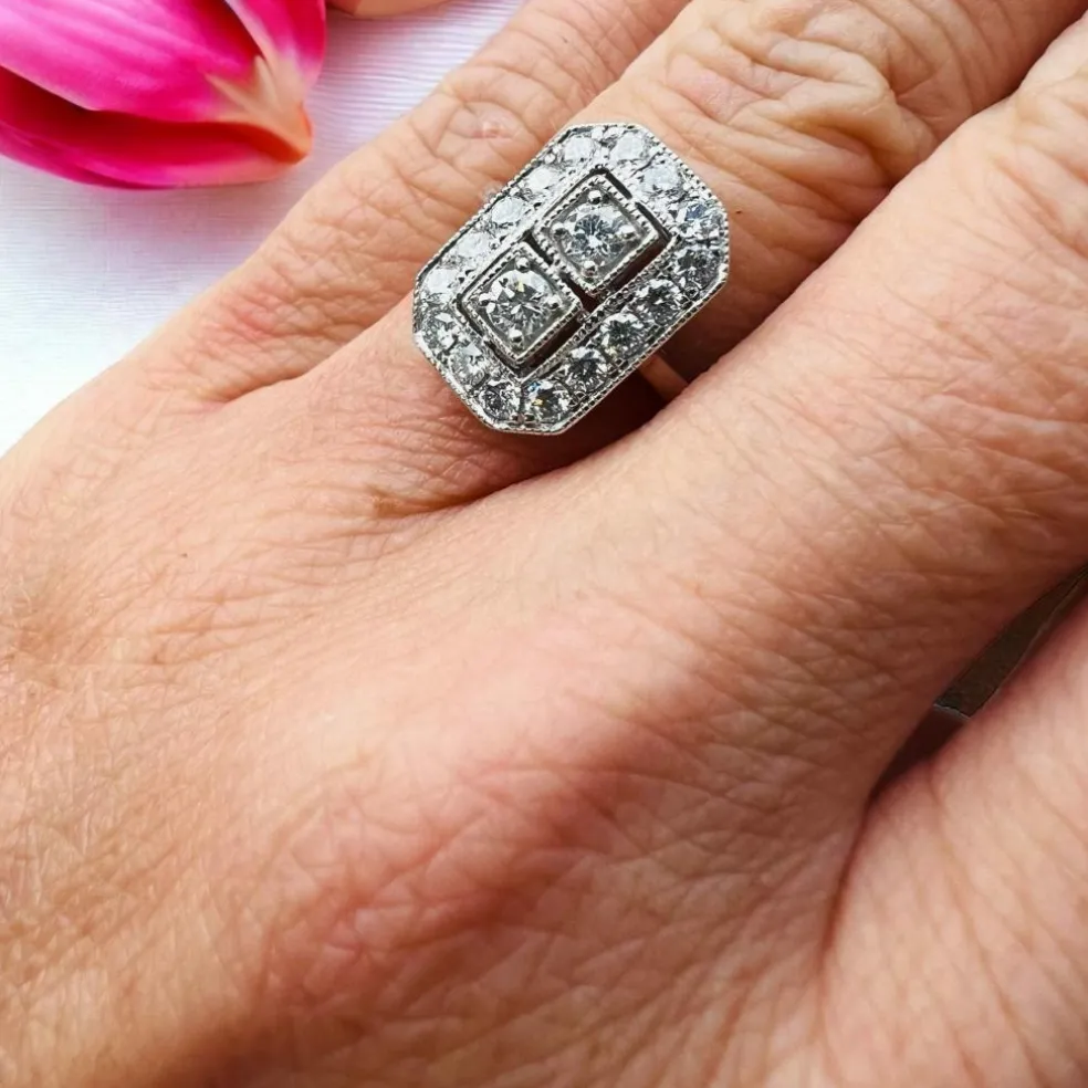 Bague Or Blanc Pavage De Brillants