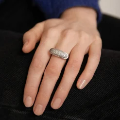 Bague Or blanc pavage diamants