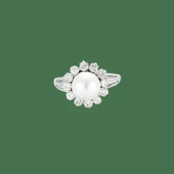 Bague or blanc perle akoya et diamants