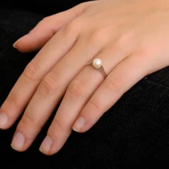 Bague Or blanc Perle de culture