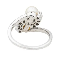 Bague Or blanc Perle de culture, Diamant
