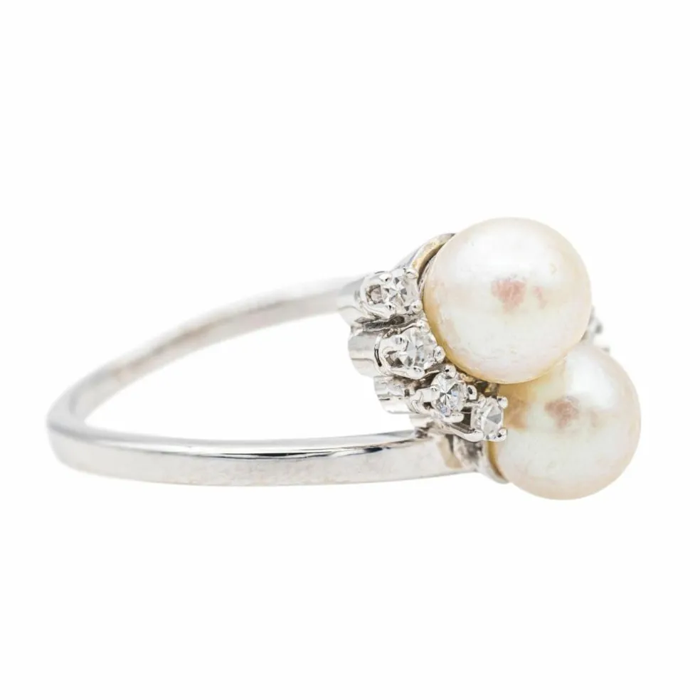 Bague Or blanc Perle de culture, Diamant