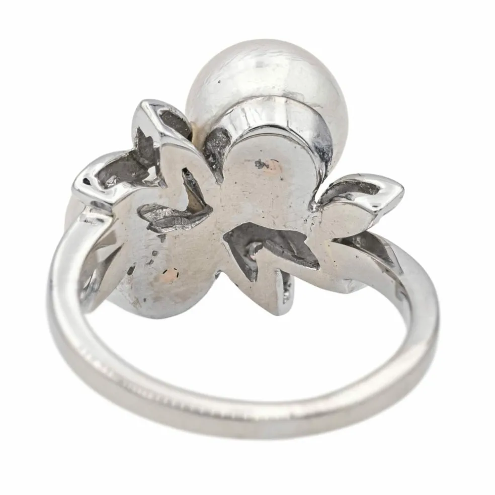 Bague Or blanc Perle de culture, Diamant