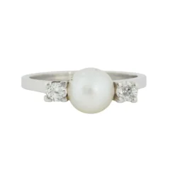 Bague Or blanc Perle Diamants