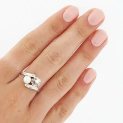 Bague Or blanc Perle Diamant