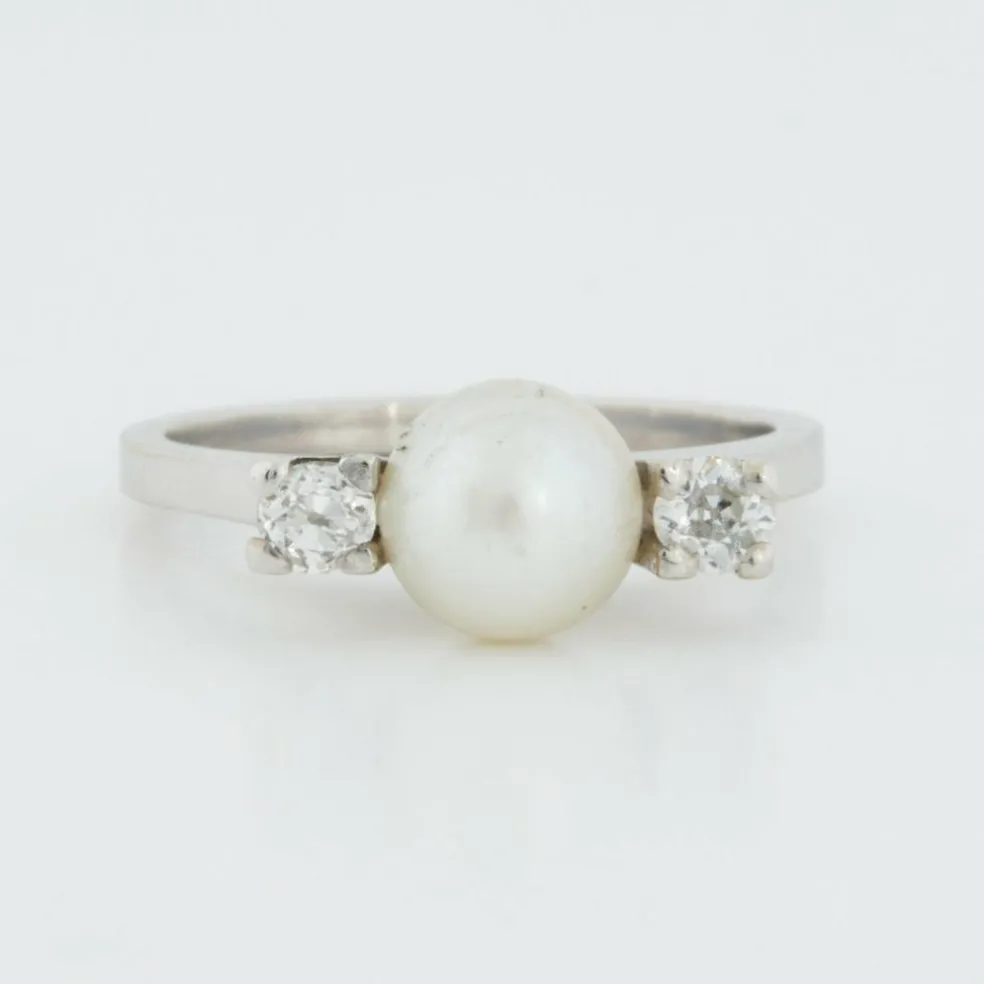 Bague Or blanc Perle Diamants