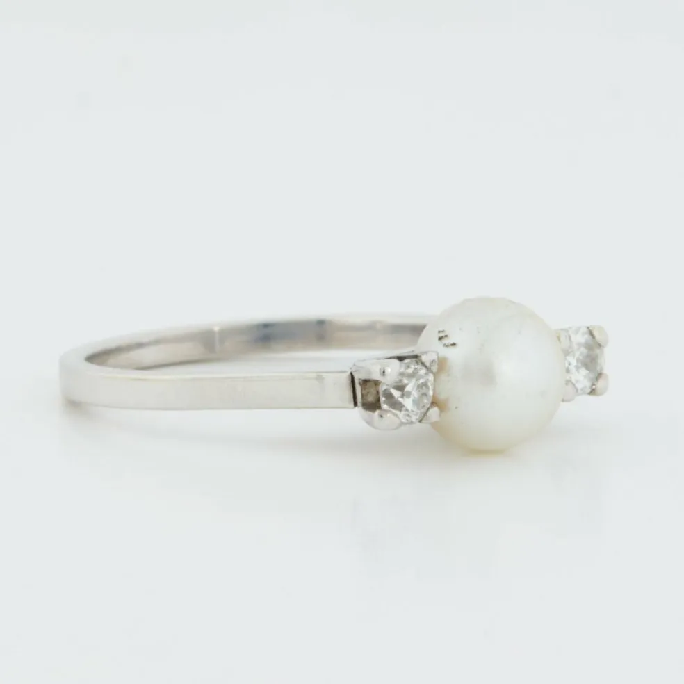 Bague Or blanc Perle Diamants