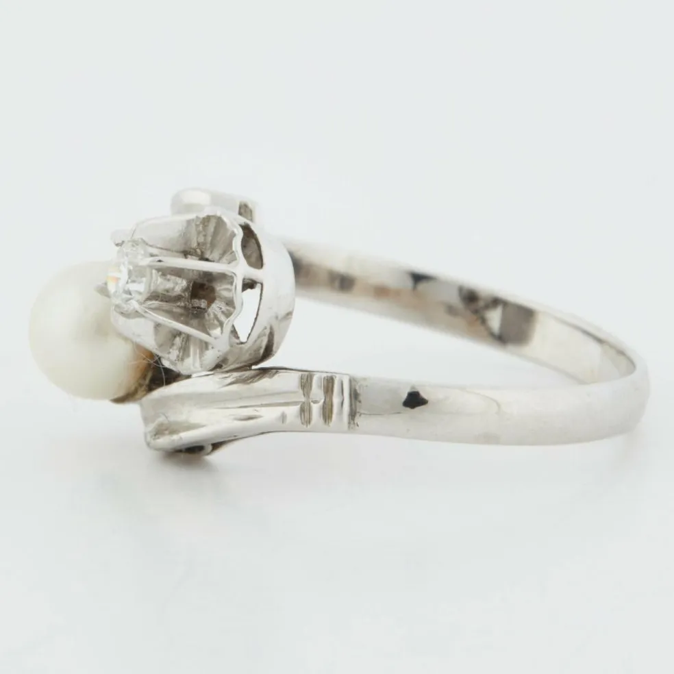 Bague Or blanc Perle Diamant