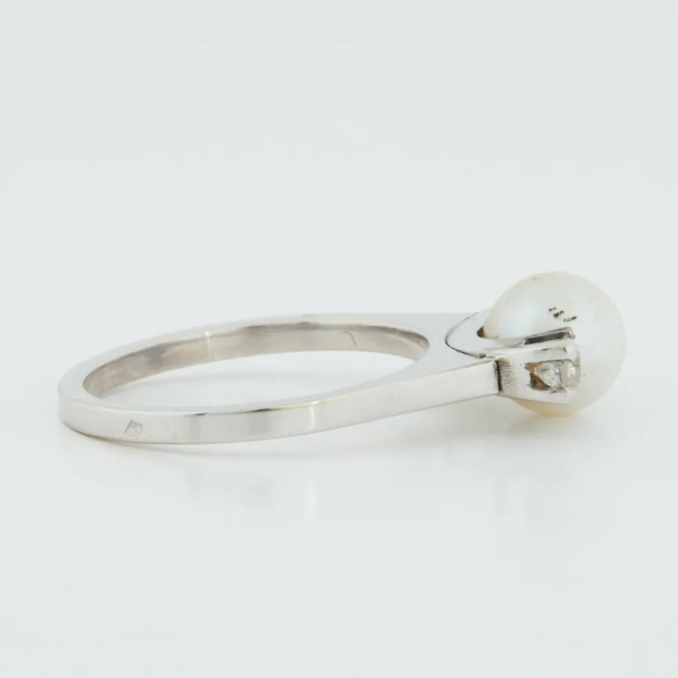 Bague Or blanc Perle Diamants