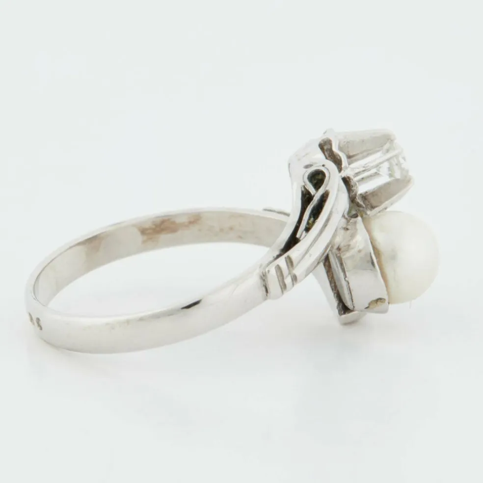 Bague Or blanc Perle Diamant