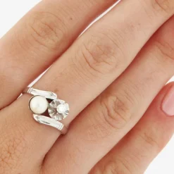 Bague Or blanc Perle Diamant