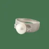 Bague or blanc perle et diamants