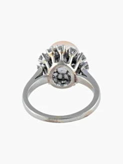 Bague or blanc perle et diamants