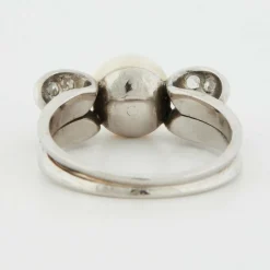 Bague Or blanc Platine Diamants Perle