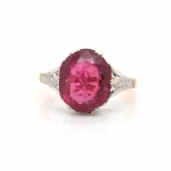 Bague Or blanc Platine Rubellite Diamants