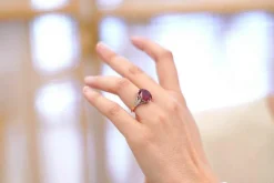 Bague Or blanc Platine Rubellite Diamants