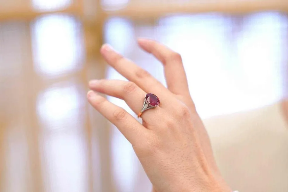 Bague Or blanc Platine Rubellite Diamants