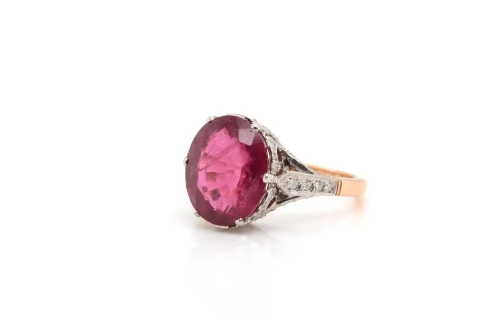 Bague Or blanc Platine Rubellite Diamants
