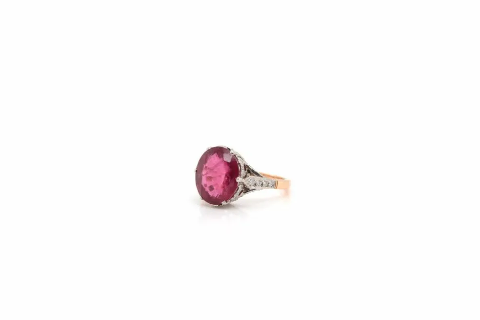 Bague Or blanc Platine Rubellite Diamants