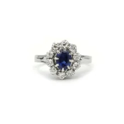 Bague Or blanc Platine Saphir Diamants