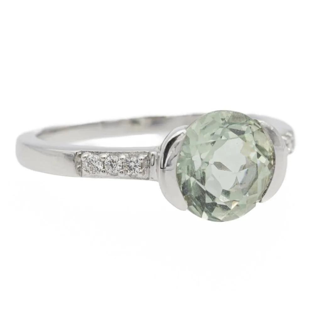 Bague Or blanc Prasiolite